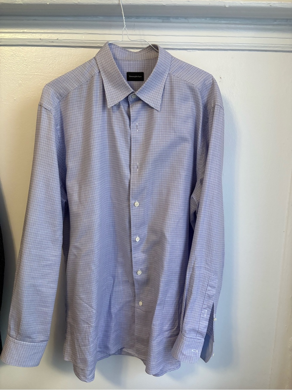 Ermenegildo Zegna Lavender Micro-Check Dress Shirt